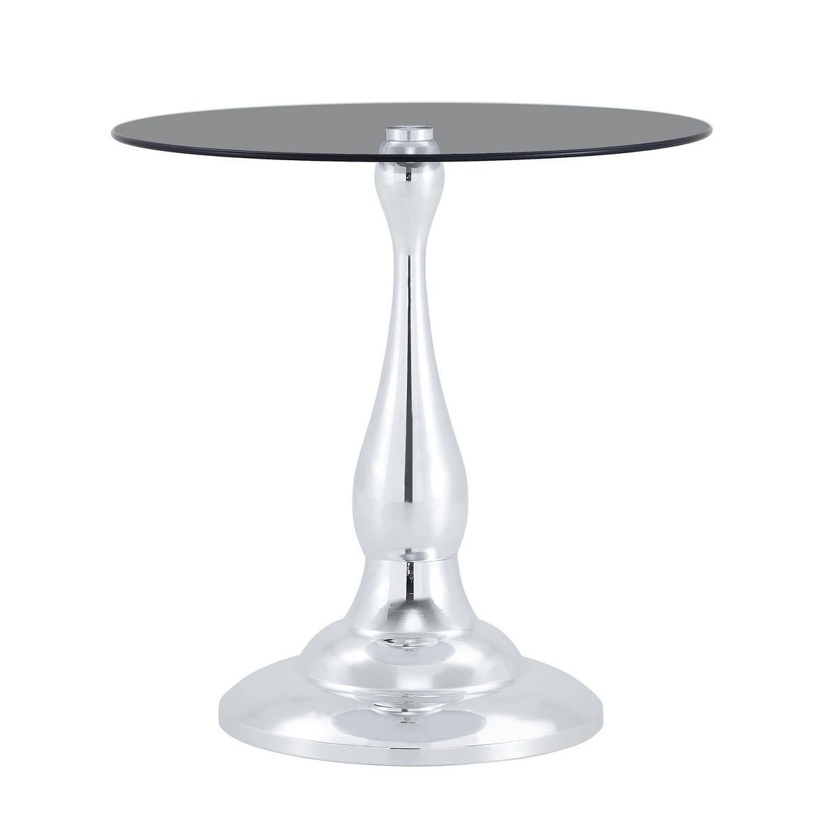 BEISTELLTISCH DE-37360 rund mit Glasplatte und geschwungenem Sockel Silber - Silberfarben, Metall (50/50/51.5cm) - ComfortXL