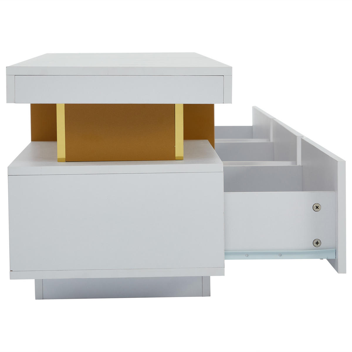 LOWBOARD in Weiß mit Marmor-Optik und Schubladen für Wohnzimmer, B200/T40/H42 cm - Weiß, Holzwerkstoff (200/42/40cm) - STILVORA