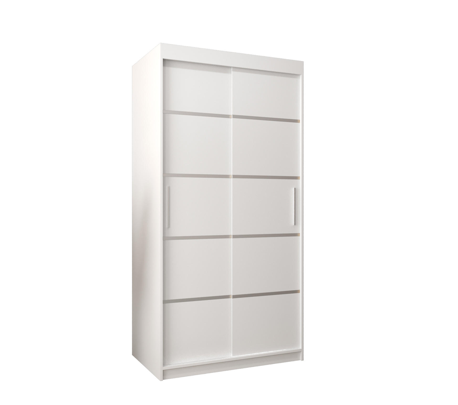 MÖBEL KRYSPOL SCHWEBETÜRENSCHRANK Weiß, Silber 100cm × 62cm × 200cm
