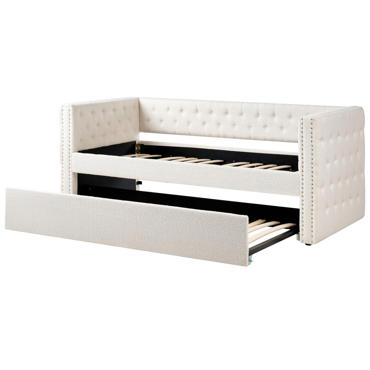 TAGESBETT Weiß 90-200 cm Gassin - Weiß, Holz/Textil (90/200cm) - Beliani