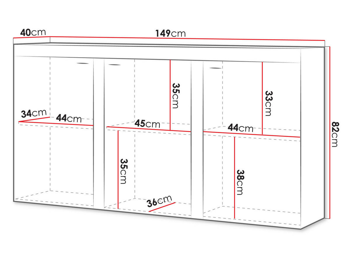 KOMMODE Rumba 3F2 - Eichefarben/Graphitfarben, Holzwerkstoff (149/82/40cm) - MIRJAN24