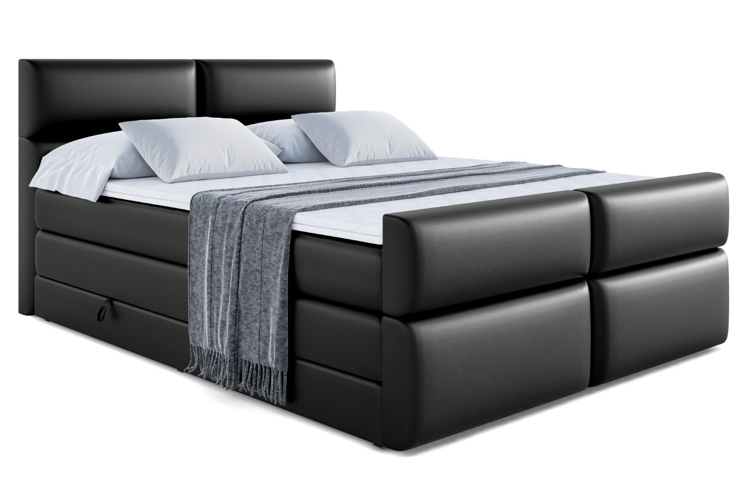 BOXSPRINGBETT BOXI3-Z KING - 120x200 - H3/H4 - Schwarz Hochglanz - Schwarz Hochglanz, Holzwerkstoff (120/200cm) - ALTDECOR