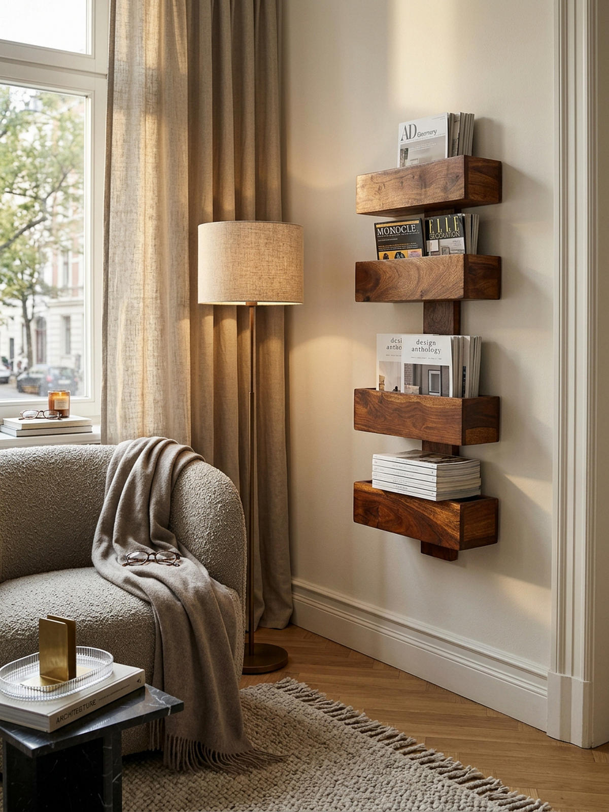 ZEITUNGSSTÄNDER NAKO Massivholz Klassisch Handgefertigt, Braun 30x10x72 cm - Braun, Holz (30/72/10cm) - KADIMA DESIGN