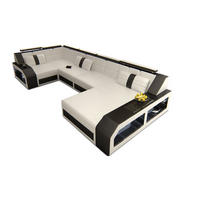 WOHNLANDSCHAFT Arezzo U - Schwarz/Weiß, Leder (380/86/197cm) - Sofa Dreams