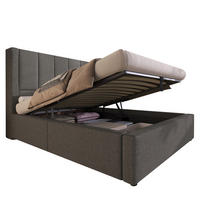 POLSTERBETT 90/200 cm Grau aus Leinen mit Stauraum - Grau, Textil (90/200cm) - OKMYHOME