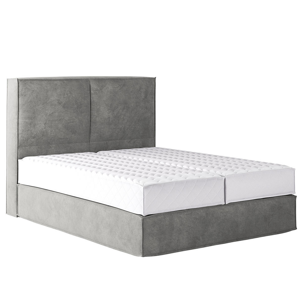 BOXSPRINGBETT mit Kopfteil - Premium - Hellgrau, Textil (140/200cm) - home24