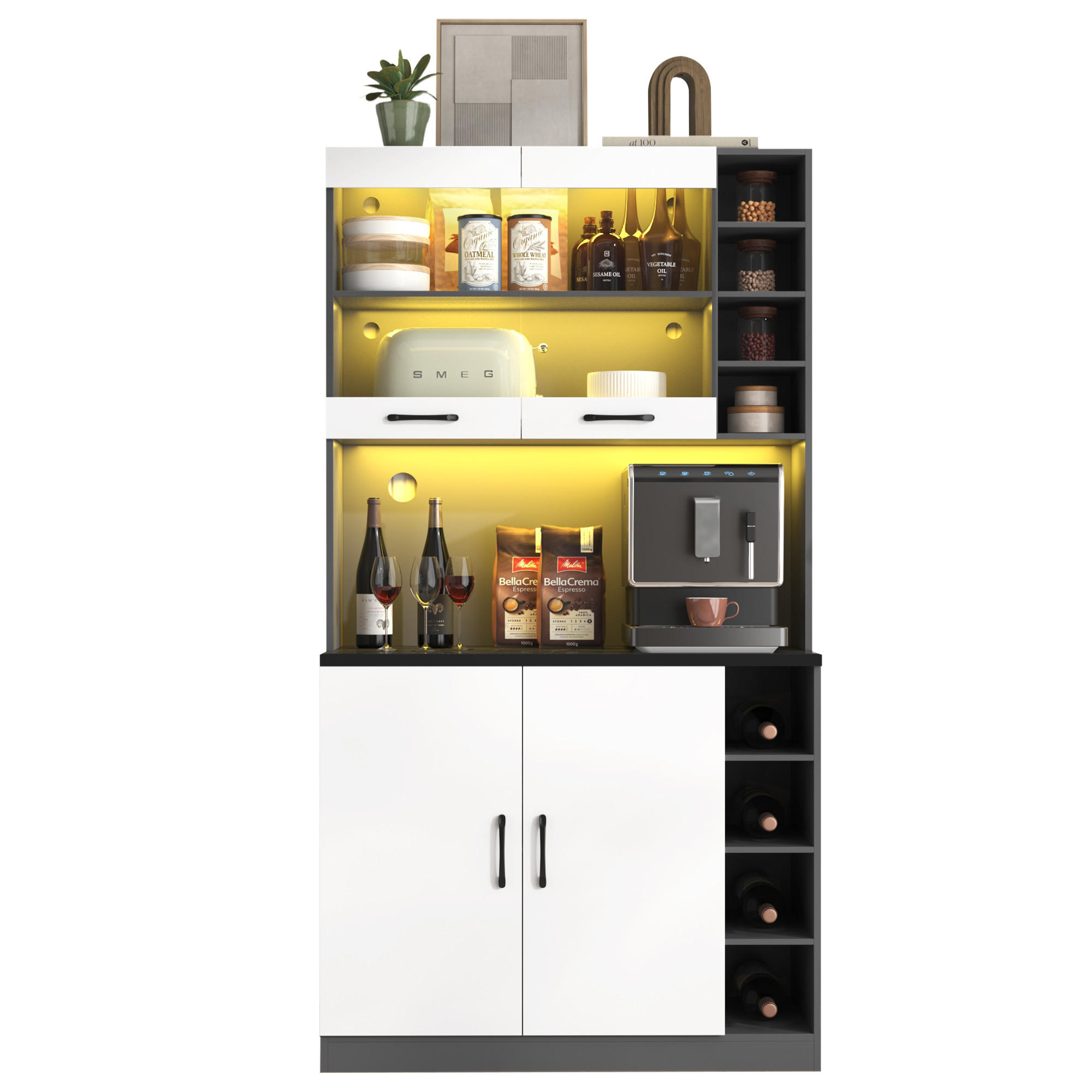 Luhomfu Küchenschrank Weiß 100x187x40 cm