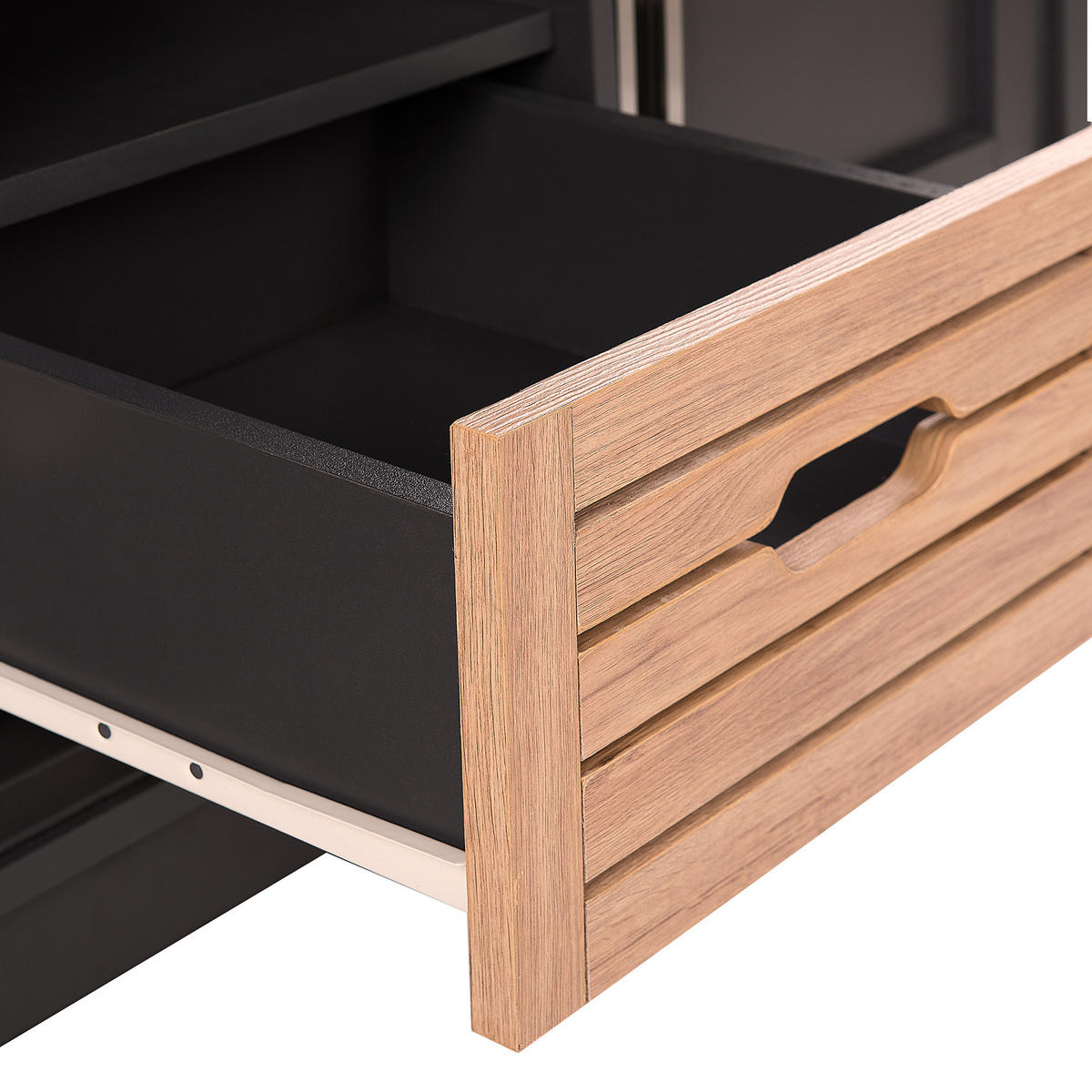 TV STOLEK Šedý, Světle hnědý, GARET 40/120/50 cm - šedá, kompozitní dřevo (120/50/40cm) - Beliani