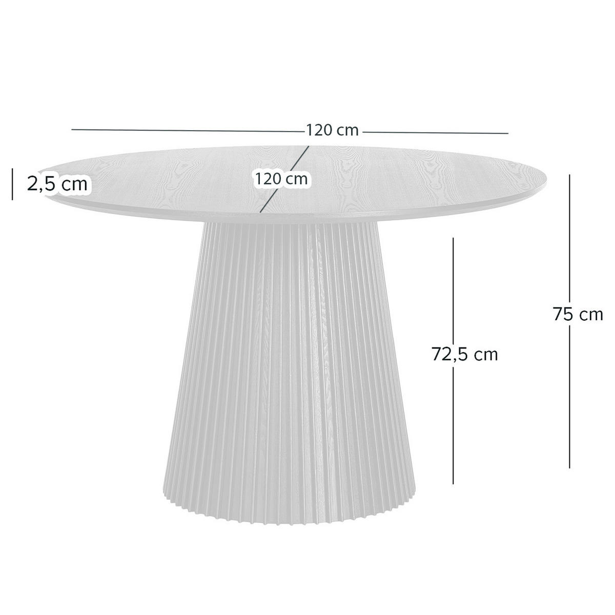 ESSTISCH rund - Esche teilmassiv - Schwarz, Holzwerkstoff (120/120/75cm) - home24