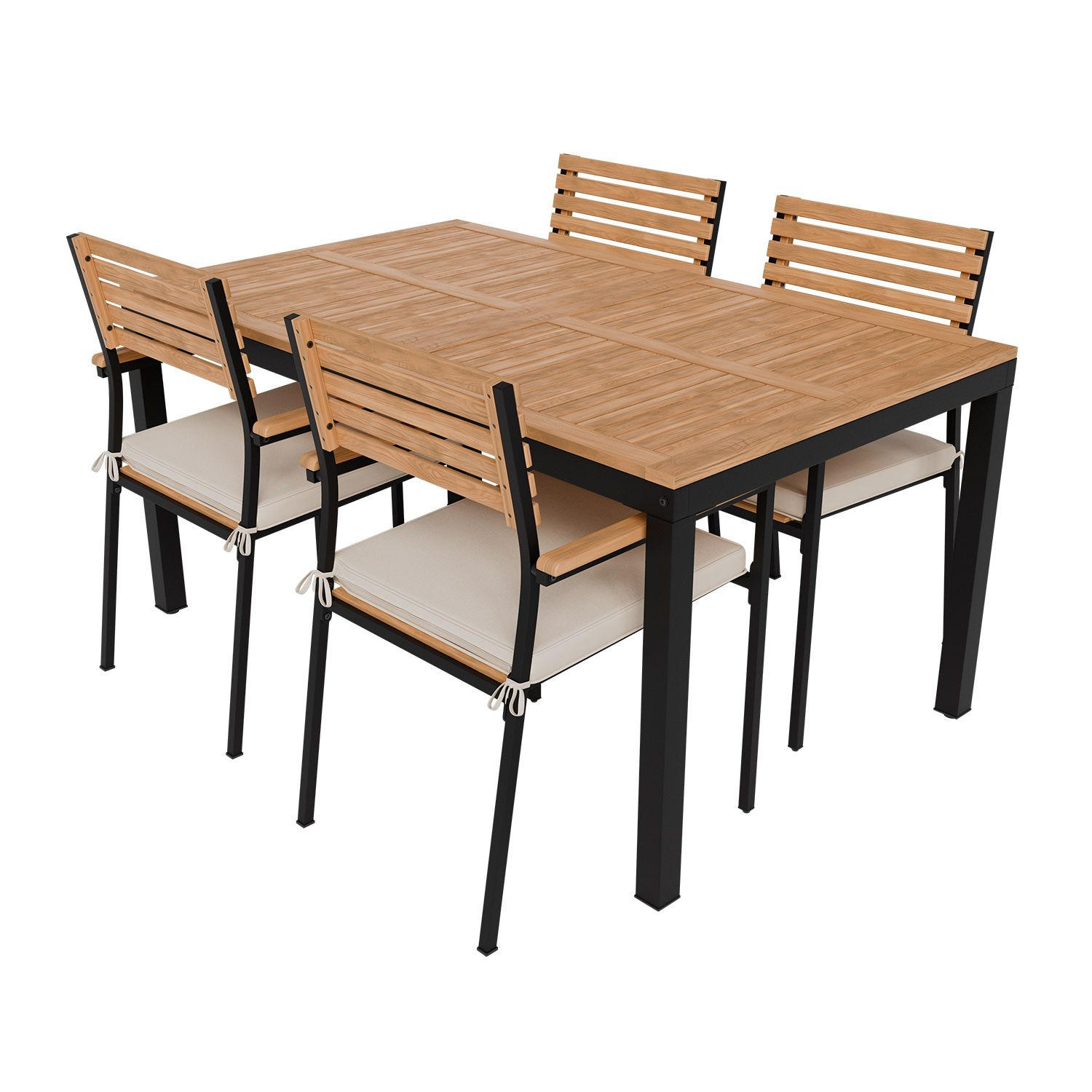 GARTENGARNITUR Rhodos Akazienholz 5-teilig - Braun, Holz/Metall - Juskys