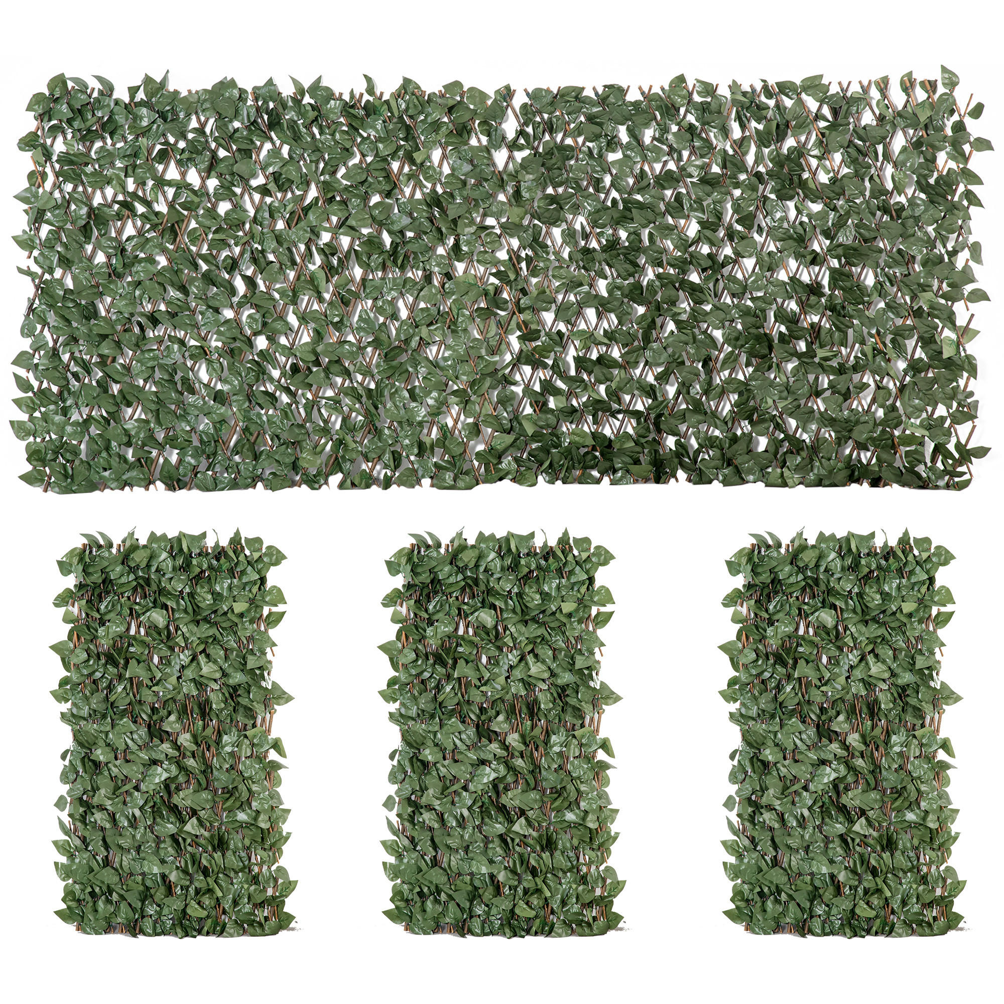 KUNSTHECKE 4er-Set DE-13891 ausziehbar 200x100 cm Grün - Grün, Kunststoff (100/200cm) - ComfortXL