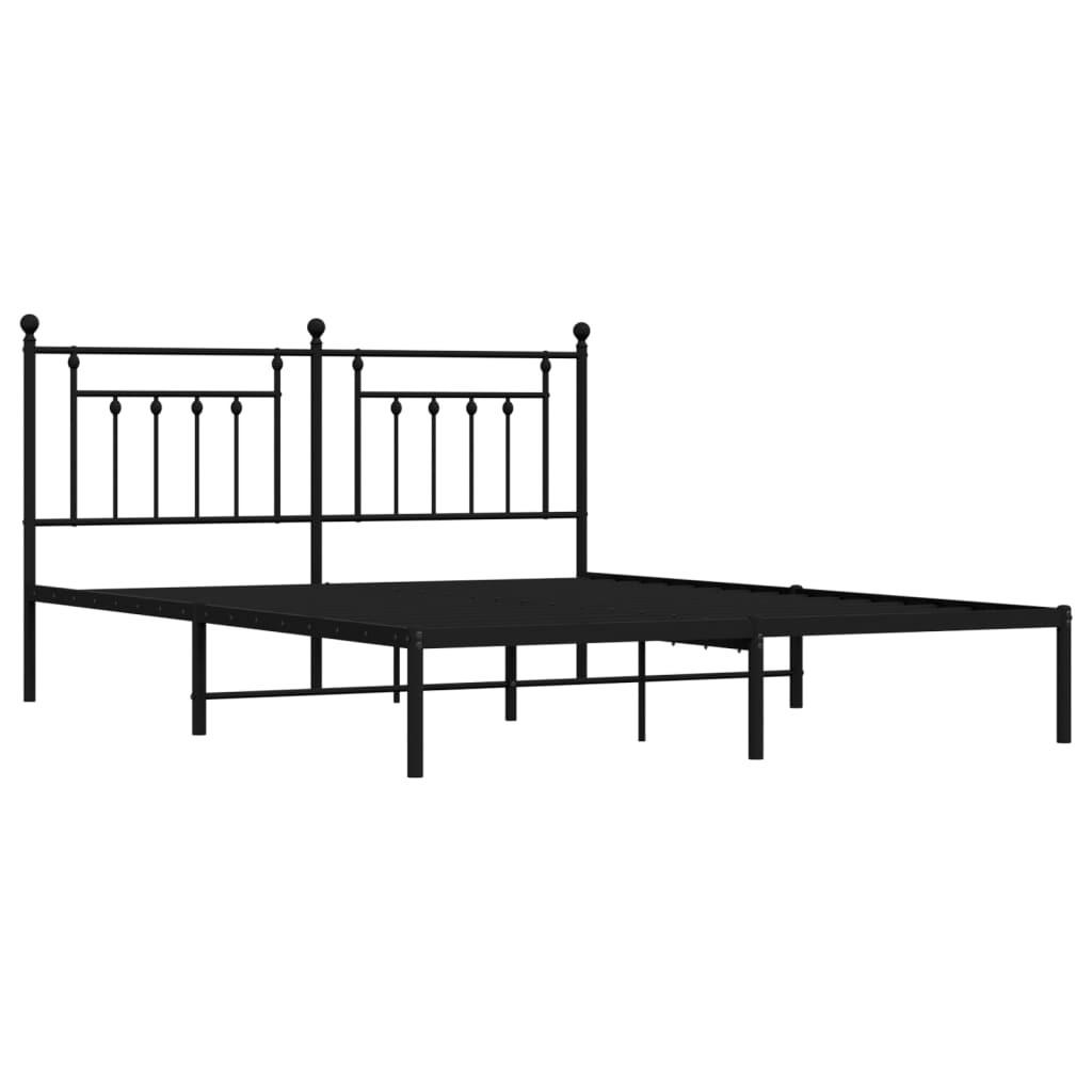 BETTGESTELL mit Kopfteil Metall Schwarz 180x200 cm - Schwarz, Metall - furnicato
