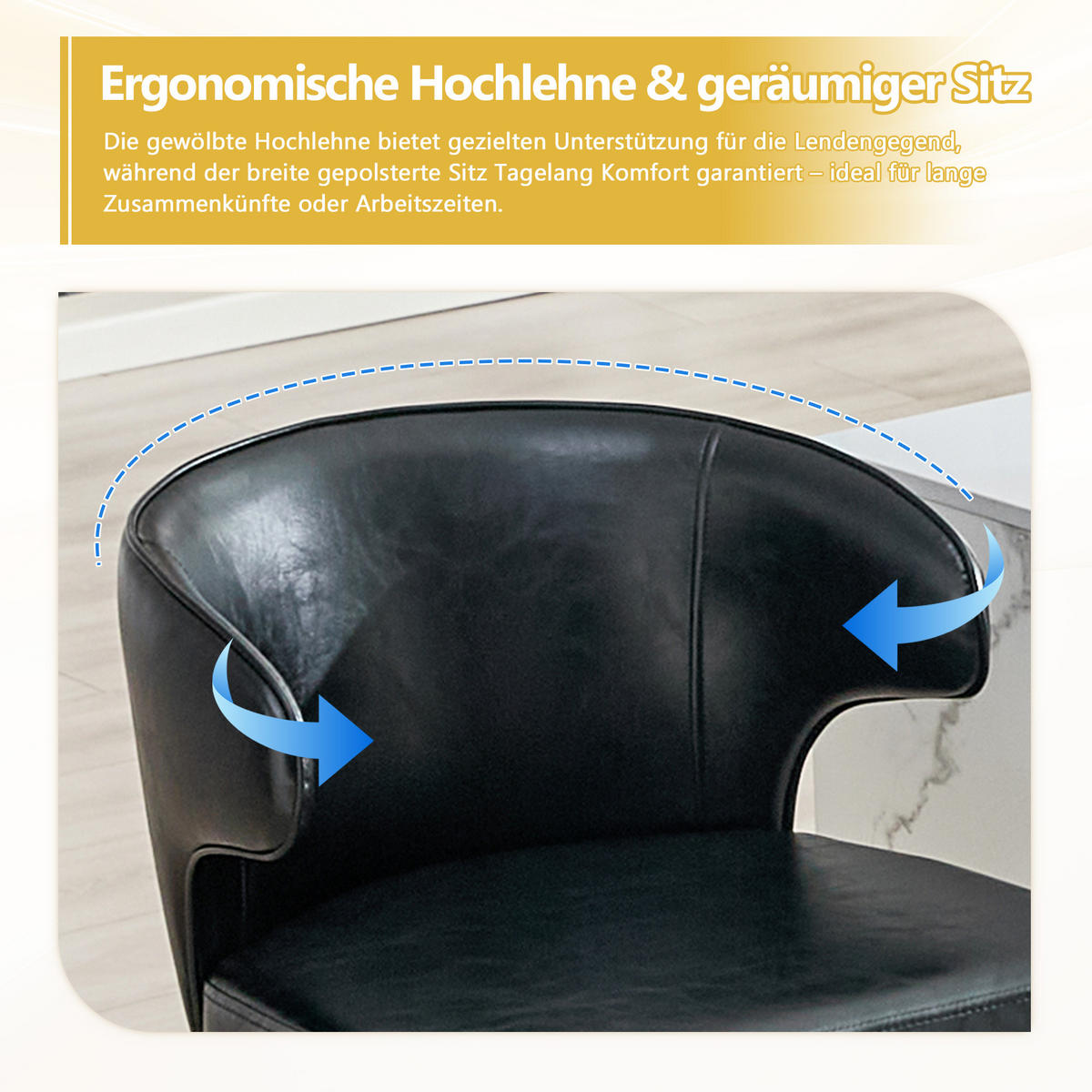 BARHOCKER DE-36725 2er-Set höhenverstellbar mit 360°-Drehung und PU Schwarz - Schwarz, Metall (45/110/49.7cm) - ComfortXL