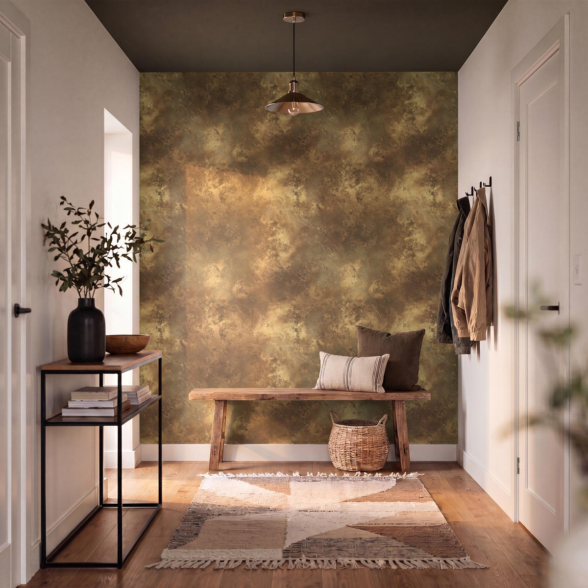 TAPETE - Antik - Metallic-Look - Gold - 160x200 cm - Messingfarben, Papier (160/200cm) - OnlyWow