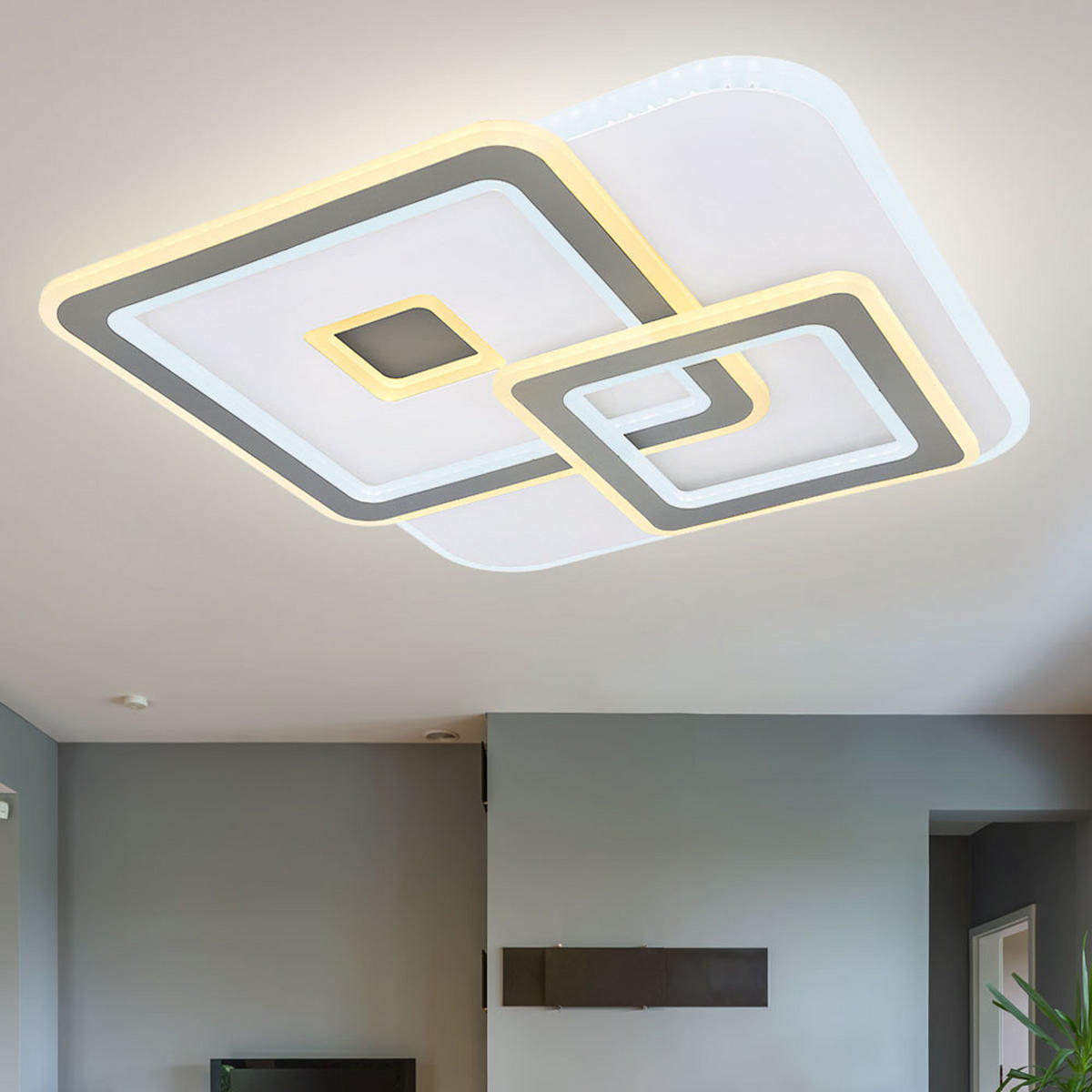 LED DECKENLEUCHTE Metall Weiß - Weiß, Metall (50/50/60cm)