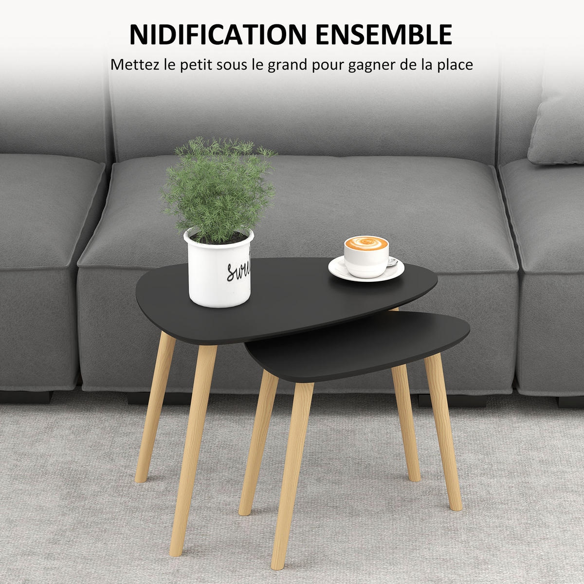 COUCHTISCH DE-15770 skandinavisches Design Schwarz - Schwarz, Holzwerkstoff (59.5/39.5/45cm) - ComfortXL