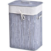WÄSCHEKORB, Bambus, Grau - Grau, Naturmaterialien (30/60/40cm) - HOMCOM