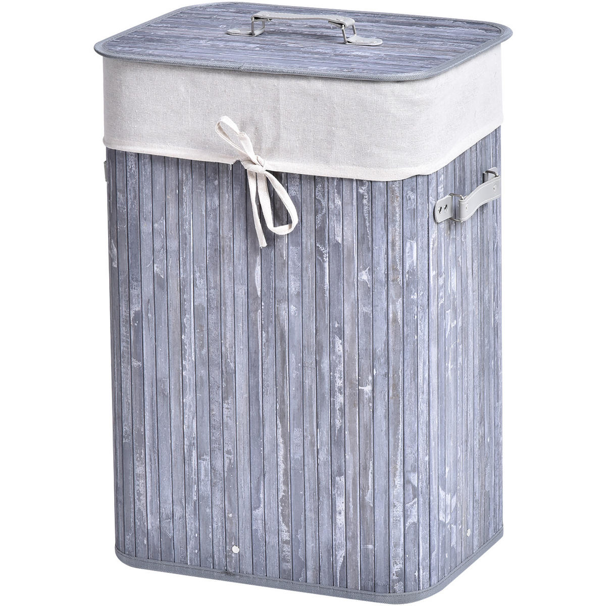 WÄSCHEKORB, Bambus, Grau - Grau, Naturmaterialien (30/60/40cm) - HOMCOM