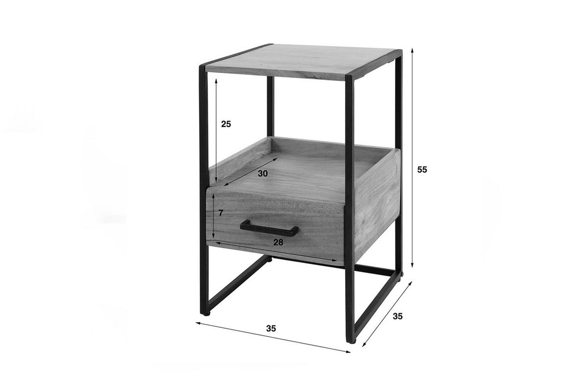 NACHTTISCH SHER Holz Akazie - Braun, Holz (35/55/35cm) - KAWOLA