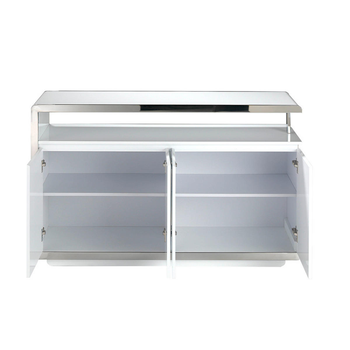 SIDEBOARD Weiß Stahl 140/40/85 cm - Edelstahlfarben/Weiß, Holz/Metall (140/85/40cm) - ANGEL CERDA