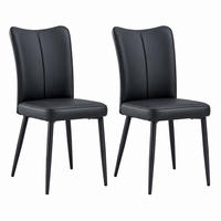 ESSZIMMERSTUHL 2er-Set PU-Leder Schwarz Metall - Schwarz, Metall (44/89/45cm) - Meubliv