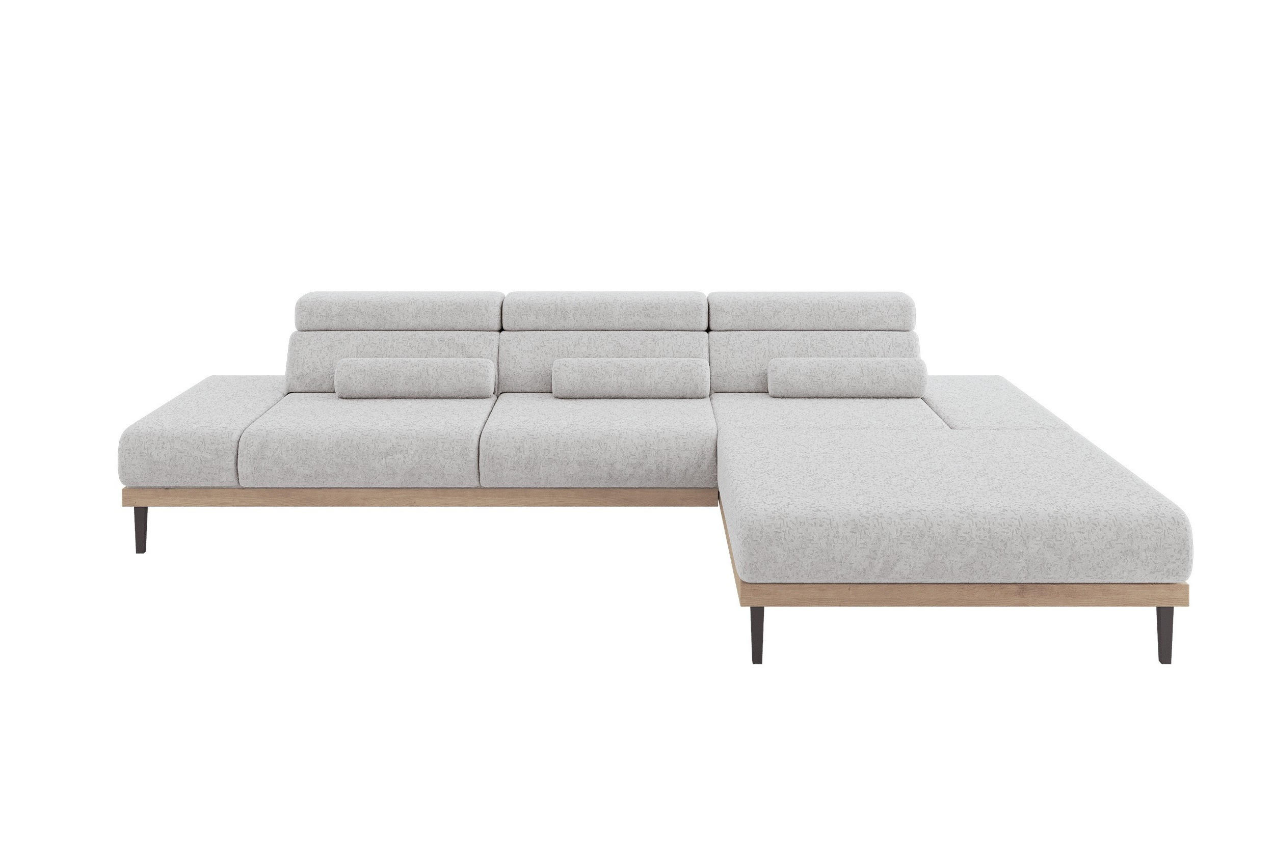 ELEKTRISCHES ECKSOFA Rechts MONA 316x205x85 Grau Velours - Grau, Holzwerkstoff/Textil (316/205cm) - ALTDECOR