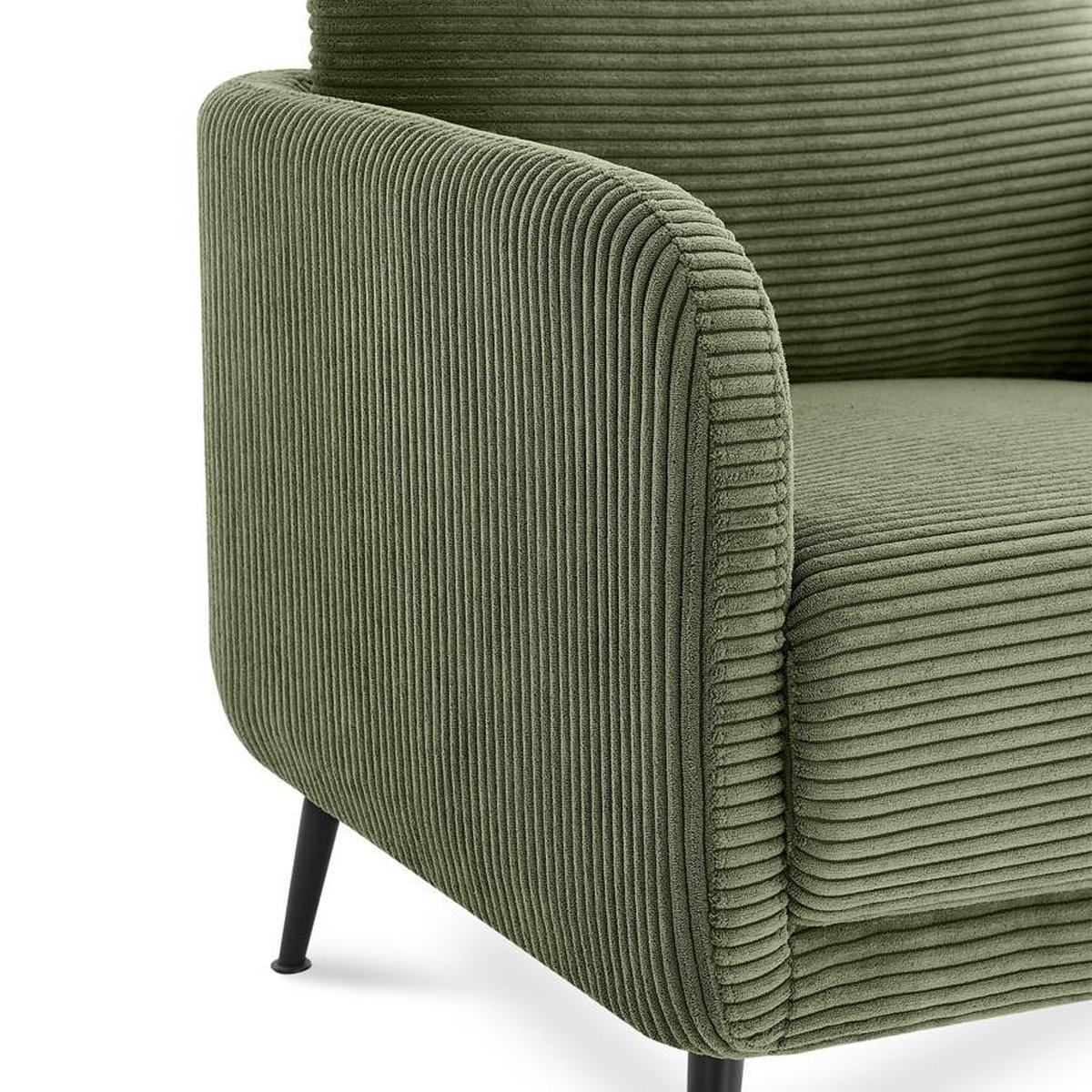 DESIGNER-SESSEL Emma aus salbeigrünem Cord - Salbeigrün/Schwarz, Holz/Holzwerkstoff (71/81/75cm) - Sicaan