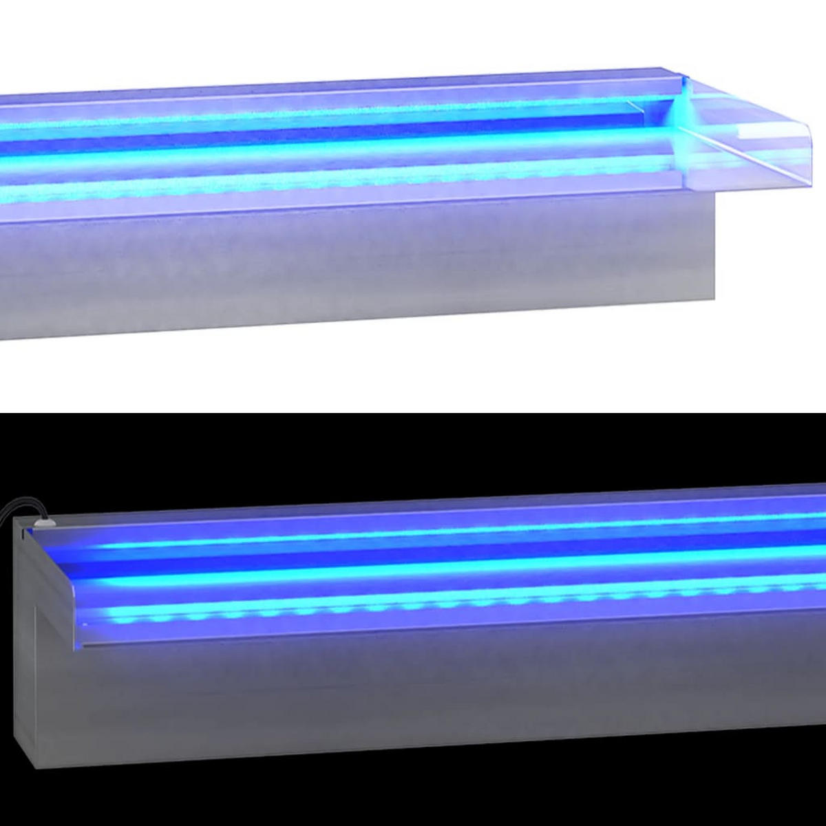 WASSERFALL-ELEMENT Mit Rgb Leds Edelstahl 60 Cm - Silberfarben, Metall (21/60/8cm) - vidaXL