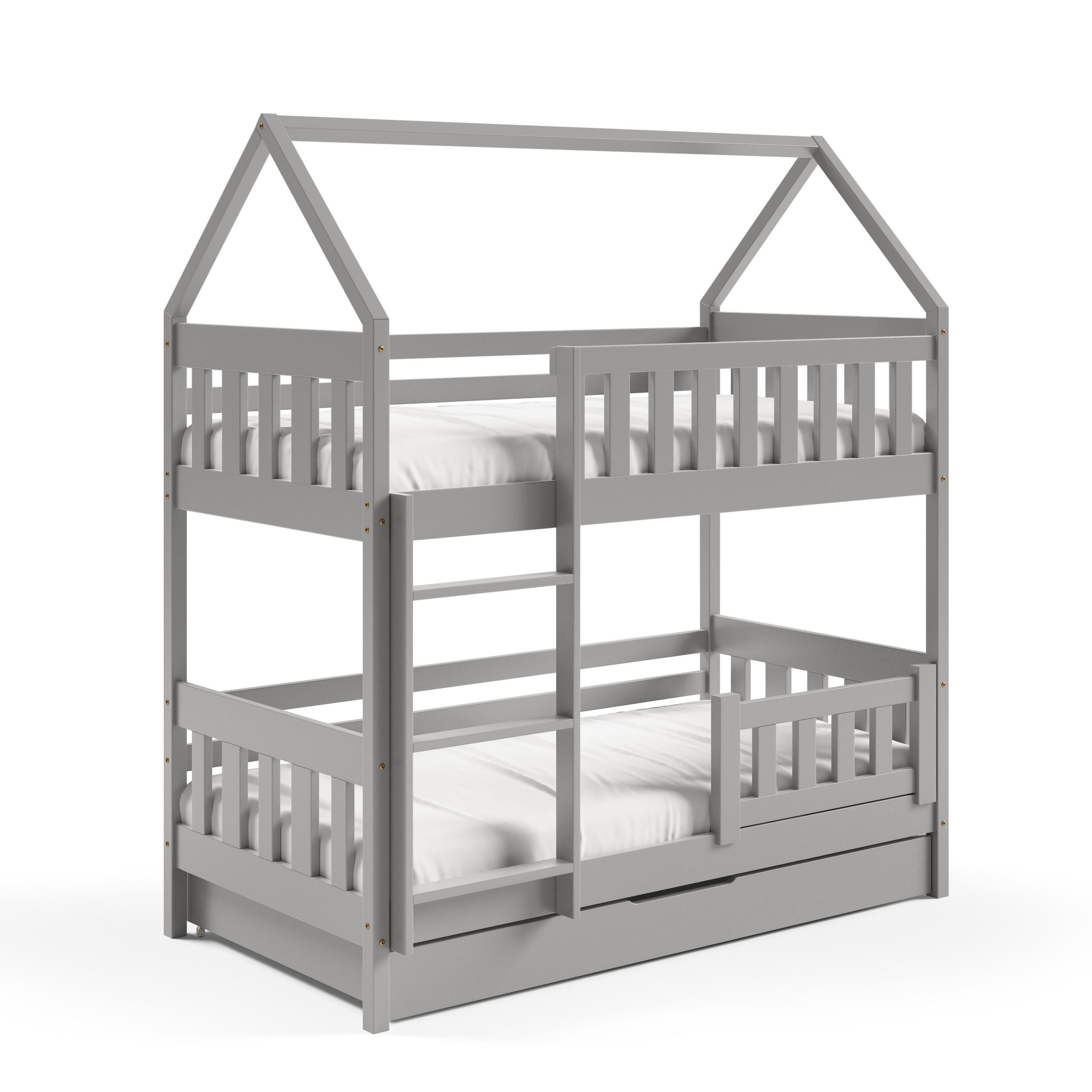 ETAGENBETT ELENA mit Bettkasten 80x160 cm Hellgrau - Hellgrau, Holz (80/160cm) - MASSENO