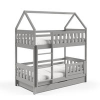 ETAGENBETT ELENA mit Bettkasten 80x190 cm Hellgrau - Hellgrau, Holz (80/190cm) - MASSENO