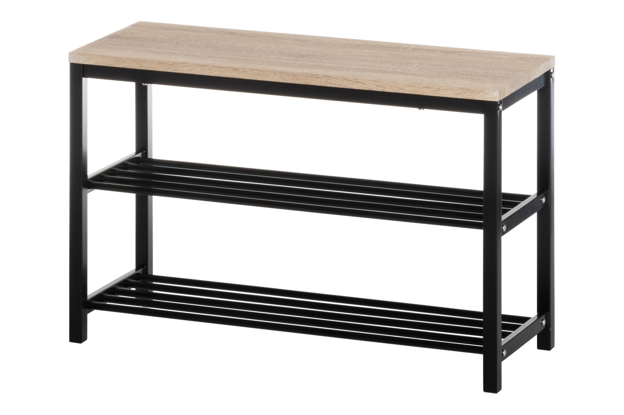 SCHUHREGAL mit Bank 30/80/51 cm - Schwarz, Metall (80/51/30cm)