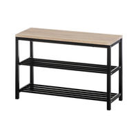 SCHUHREGAL mit Bank 30/80/51 cm - Schwarz, Metall (80/51/30cm)