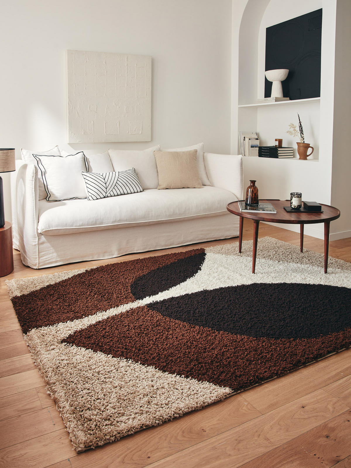 TEPPICH shaggy mit abstraktem Muster in Braun Palerme 80x140 cm - Braun, Textil (80/140cm) - Nazar Rugs