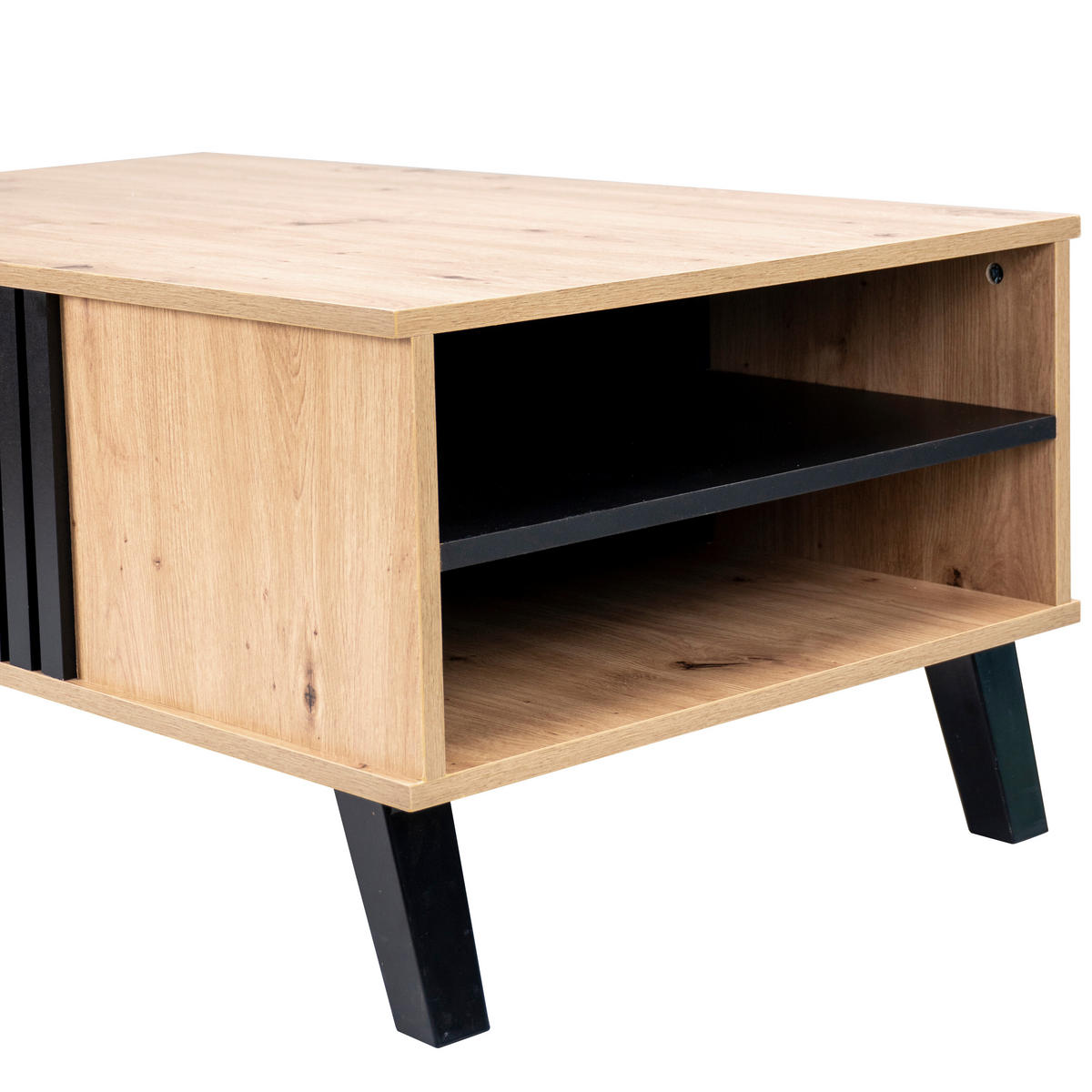 COUCHTISCH Holz- und Schwarzeffekt 100/60/43 cm - Braun, Holzwerkstoff (100/60/43cm) - Urban Meuble