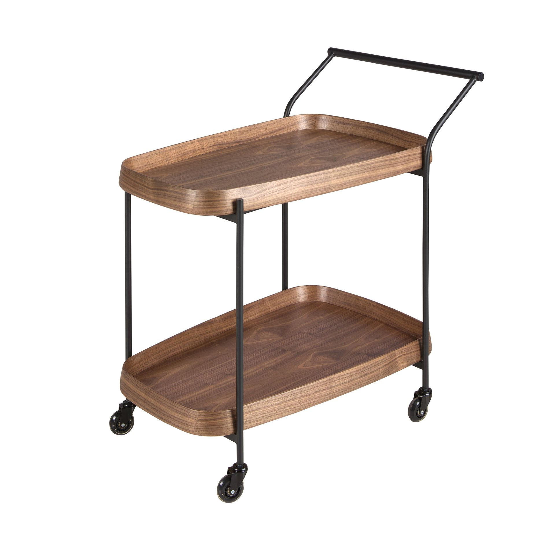 MINIBAR-SERVIERWAGEN aus Nussbaumholz und schwarzem Stahl 89/56/89 cm - Walnussfarben/Schwarz, Naturmaterialien/Holz (89/89/56cm) - ANGEL CERDA