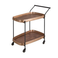 MINIBAR-SERVIERWAGEN aus Nussbaumholz und schwarzem Stahl 89/56/89 cm - Walnussfarben/Schwarz, Naturmaterialien/Holz (89/89/56cm) - ANGEL CERDA