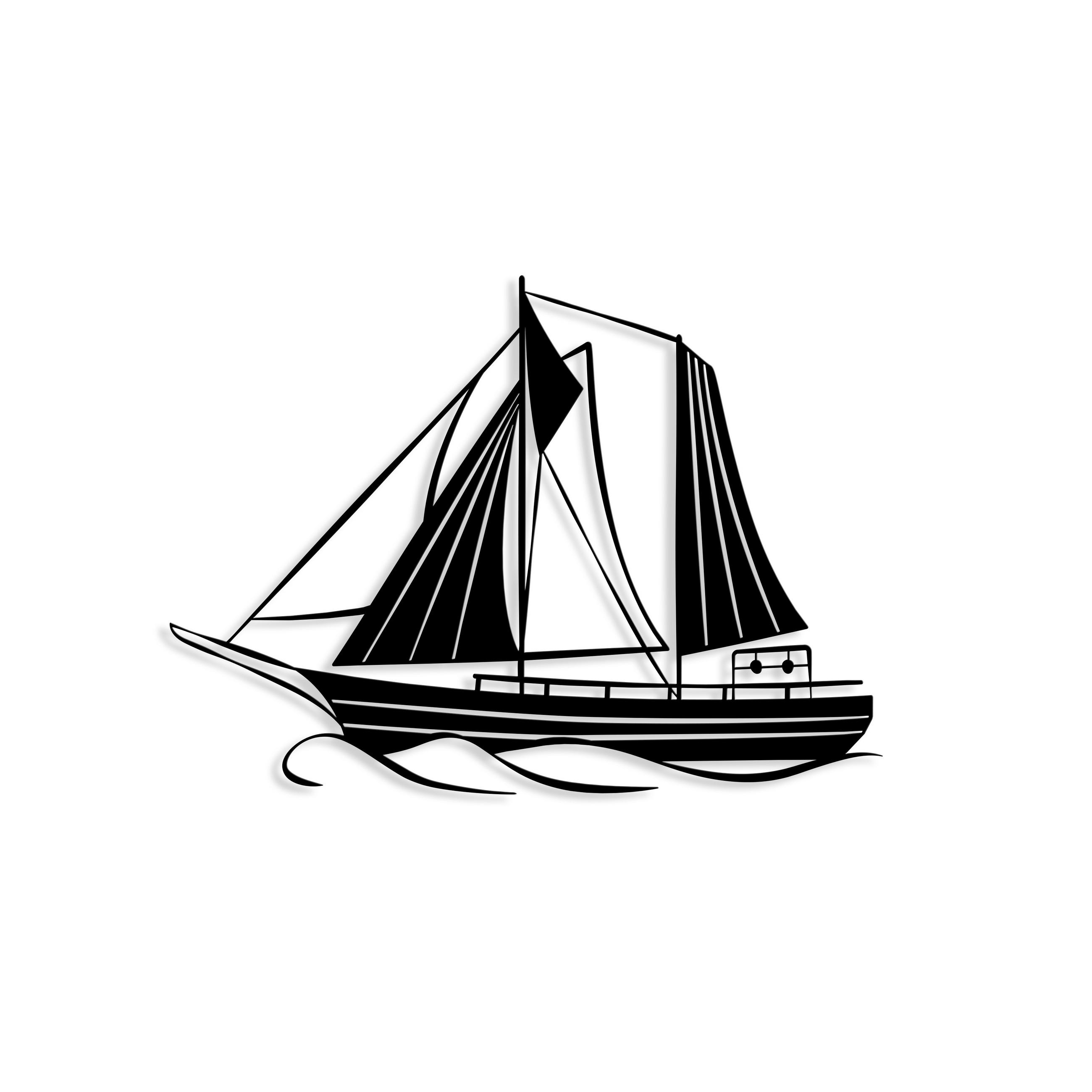 WANDDEKORATION Metal Nr.30 Sail 55/40/3 cm - Schwarz, Metall (55/40/3cm) - Decortie