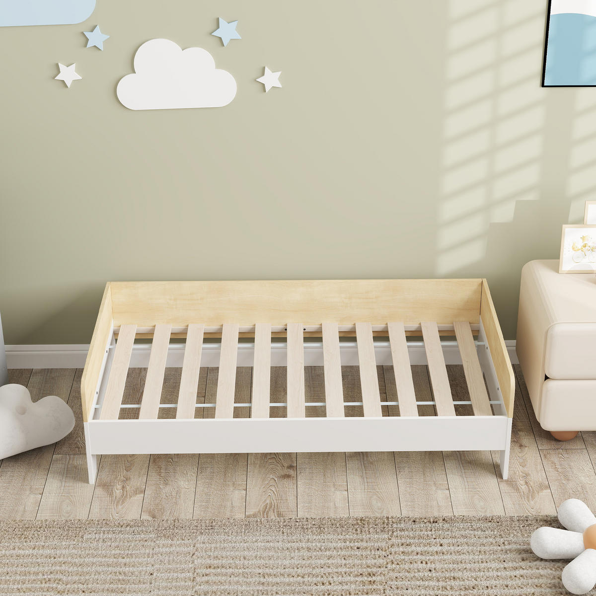 KINDERBETT 140x70 cm DE-14577 mit hohen Seitenwänden, inkl. Lattenrost Weiß - Weiß, Holzwerkstoff (70/140cm) - ComfortXL