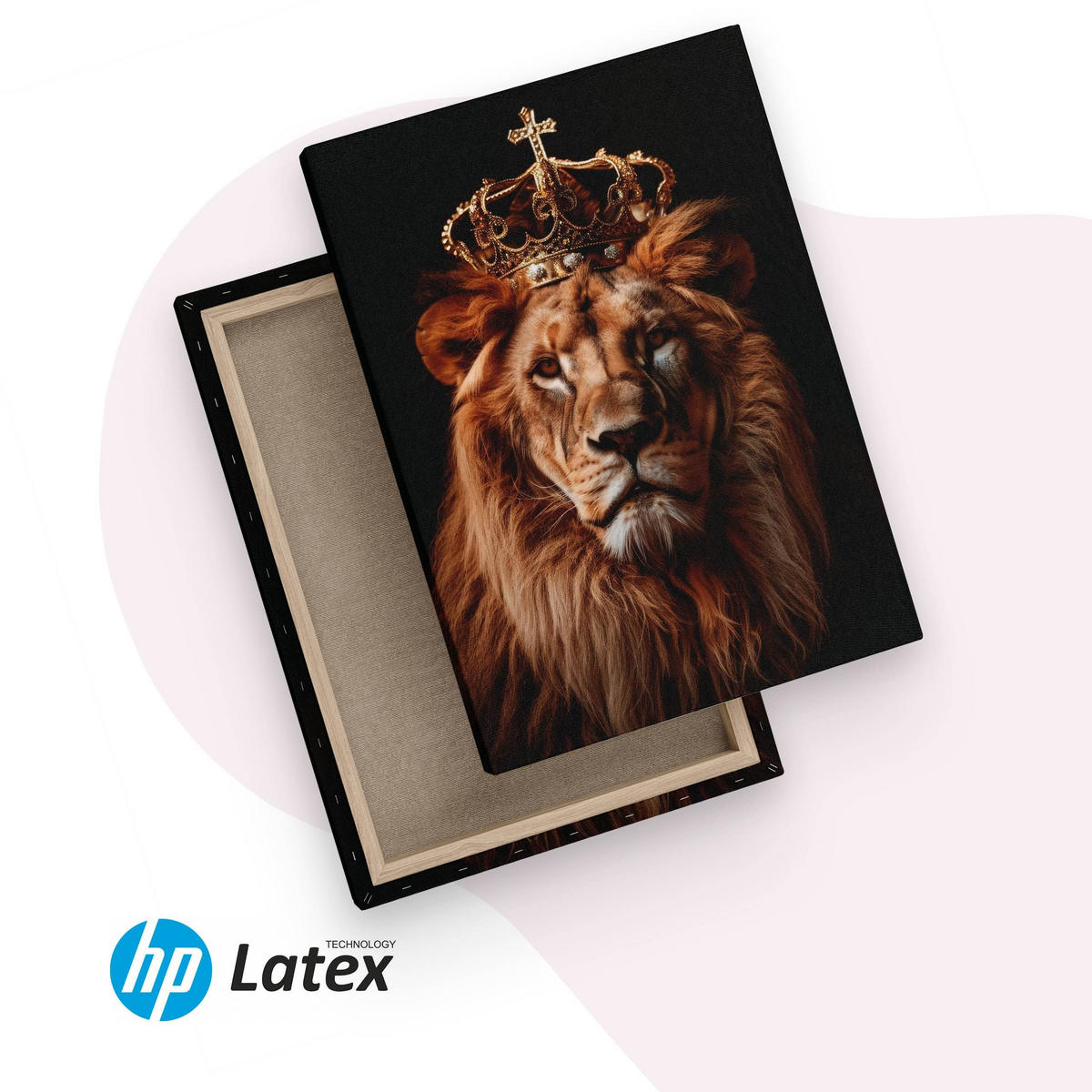 LEINWANDBILD Löwen König Abstraktion 3D Effekt 40cm x 50cm - Beige/Schwarz, Textil (40/50cm) - Muralo