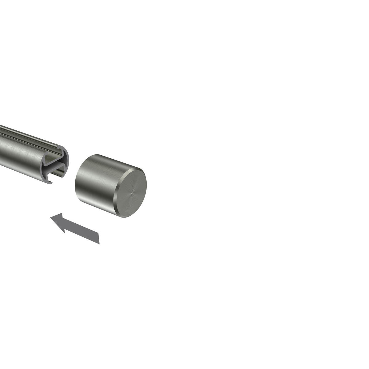 ENDSTÜCKE FÜR GARDINENSTANGEN 20 mm Ø, Santo Edelstahl-Optik, Packung 2 Stück - Edelstahlfarben, Metall (2.5/2.5/2.5cm) - INTERDECO