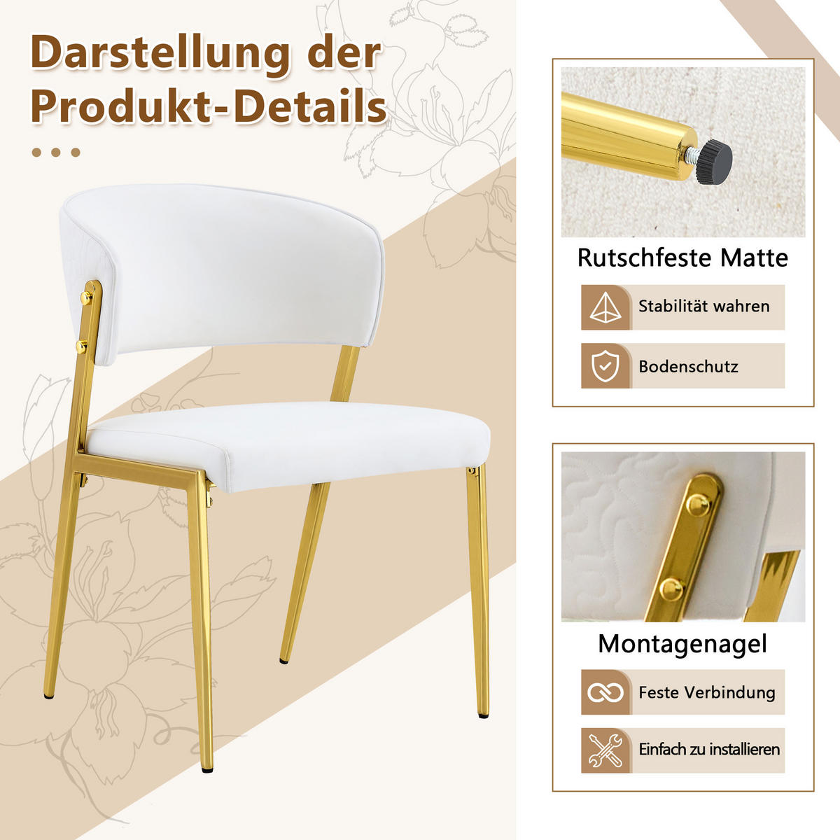 STUHL-SET DE-36685 2 Stück mit Kunstlederbezug und Metallgestell Weiß - Weiß, Metall (49/78/51cm) - ComfortXL