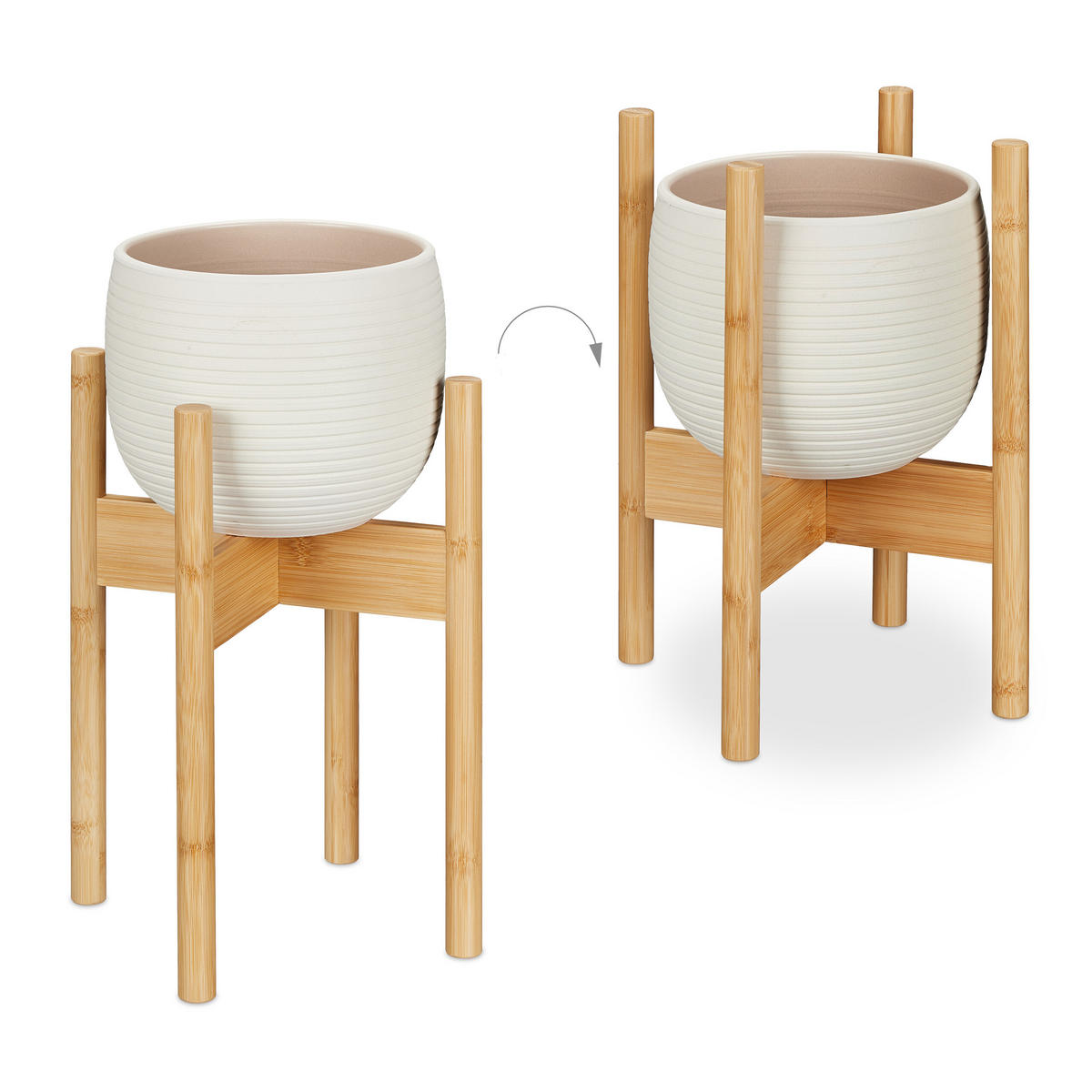 3XPFLANZENSTÄNDER - Hellbraun, Holz (34/40/34cm) - Relaxdays