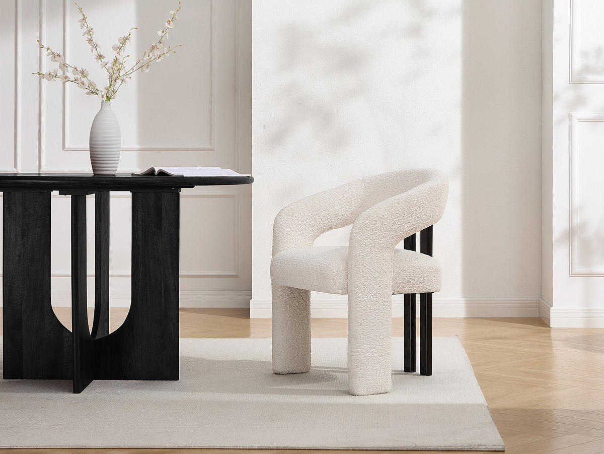 STUHL - 65 cm x 58 cm - stoff - schwarz, weiß Noreti - Schwarz/Weiß, Textil (65/79/58cm) - Vente-Unique