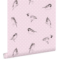TAPETE Vögel 53 cm x 10.05 m - Pink, Papier (53/0.1cm) - ESTAhome