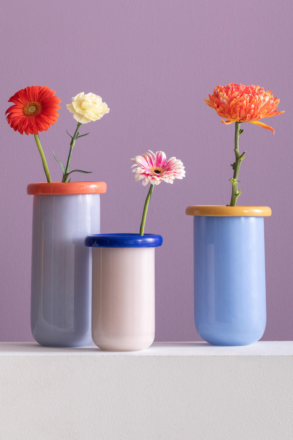 Thumbnail - Present Time Vase, Blau, Glas, Zylindrisch, 25.3 cm, CE, Dekoration, Vasen, Metallvasen