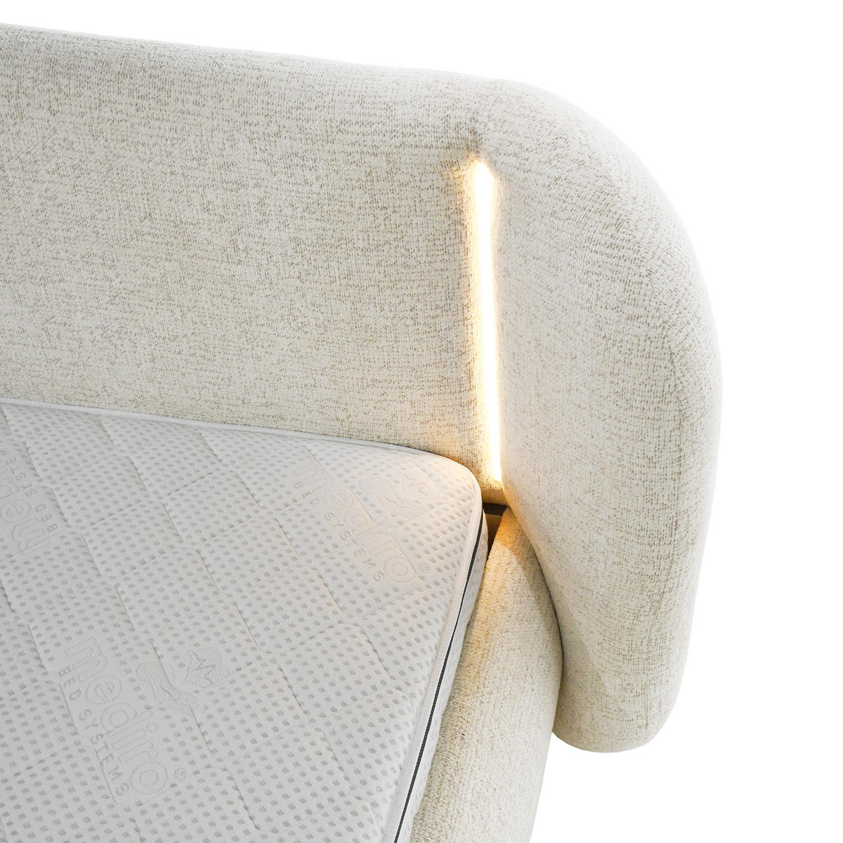 POLSTERBETT Corfu, LED-Beleuchtung, Bettkasten und Taschenfedernmatratze 26 cm, 160x200, Cappuccino - Cappuccino, Textil (160/200cm) - Beautysofa