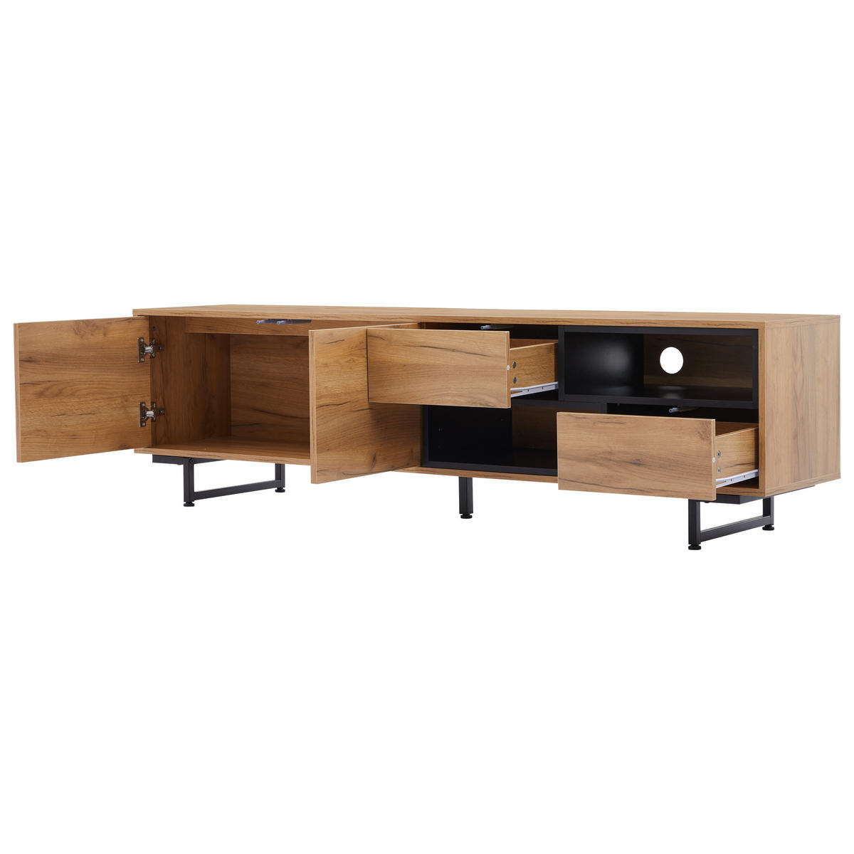 LOWBOARD DE-40320 mit Stufenfächern und Holzoptik Holz - Naturfarben, Holzwerkstoff (173/48/38cm) - ComfortXL