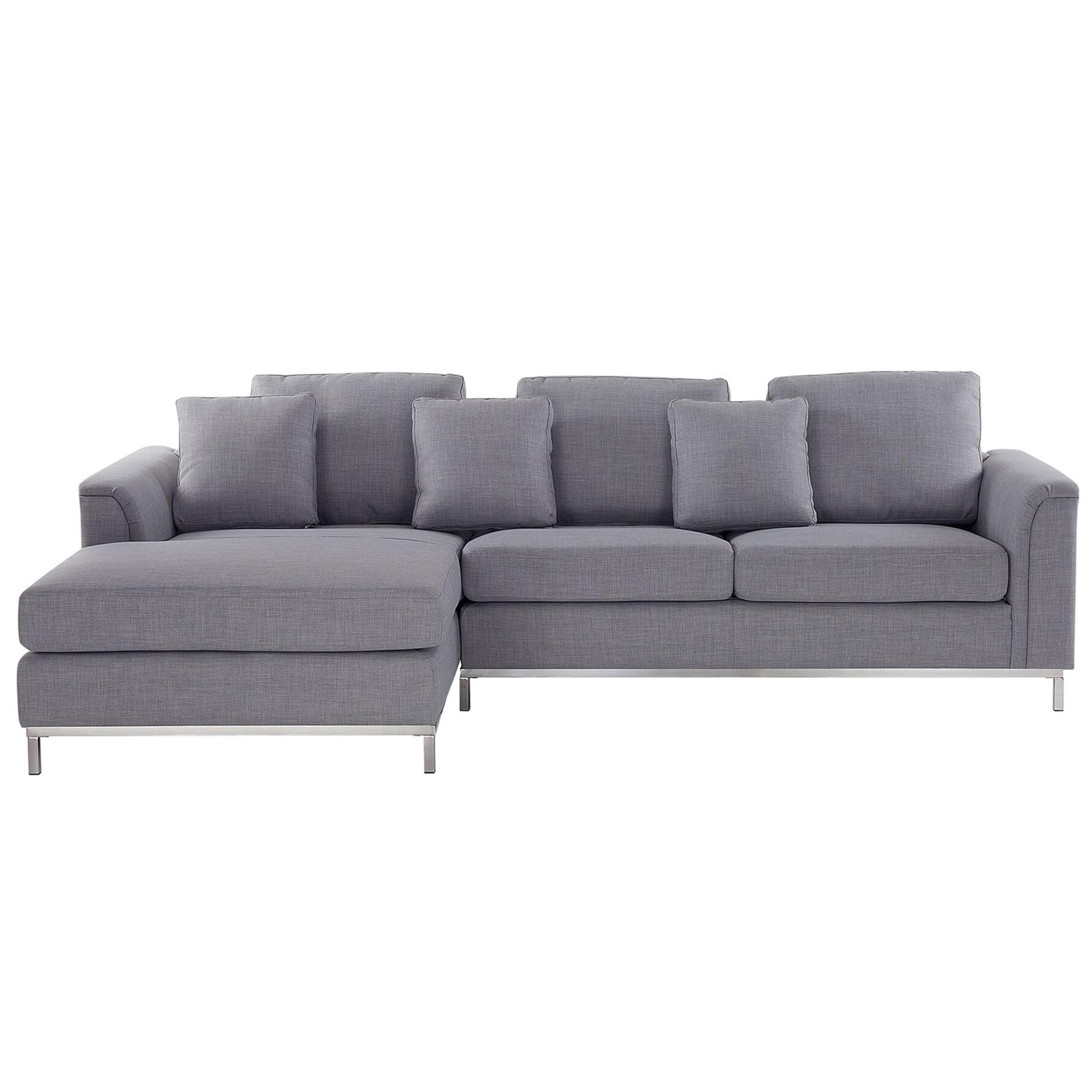 4-SITZER-ECKSOFA Polyester Grau linksseitig Oslo - Hellgrau, Textil (270/151cm) - Beliani