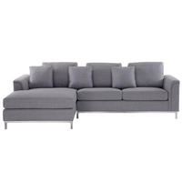 4-SITZER-ECKSOFA Polyester Grau linksseitig Oslo - Hellgrau, Textil (270/151cm) - Beliani