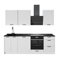 KÜCHENZEILE Fame-Line, Weiß Landhaus/Weiß, 230 cm, AP Anthrazit - Weiß, Holzwerkstoff (230/206.8/60cm) - Vicco
